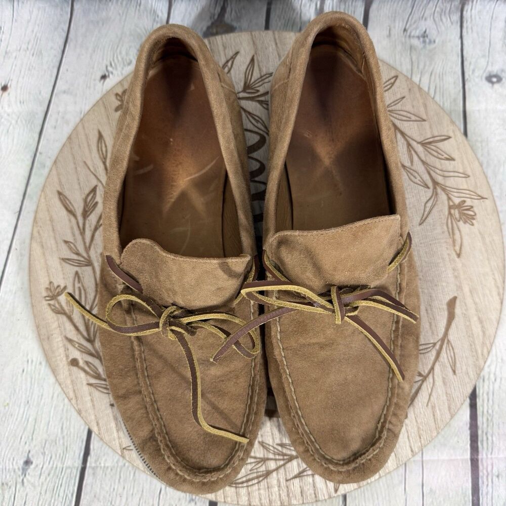 Peter Millar Penny Loafers Men Size 9 Tan Suede Leather Slip On Driving Shoes